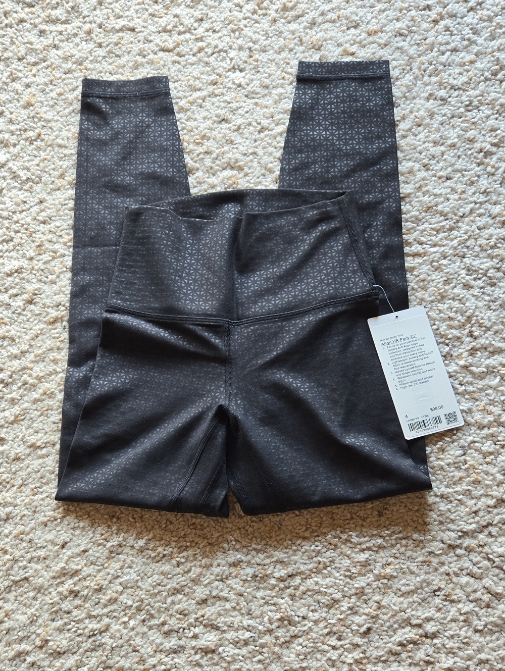 NWT High-Rise Black Athletic Align HR Pant Subtle Geo Print 25 Inch